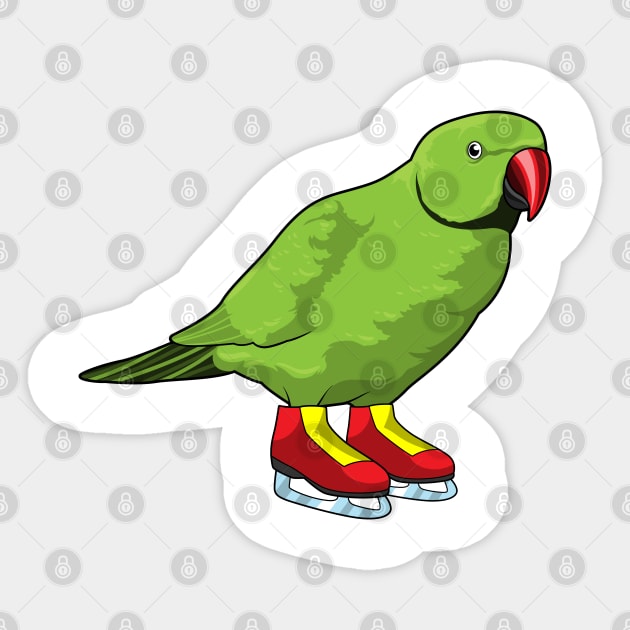 Parrot at Ice skating with Ice skates Sticker by Markus Schnabel